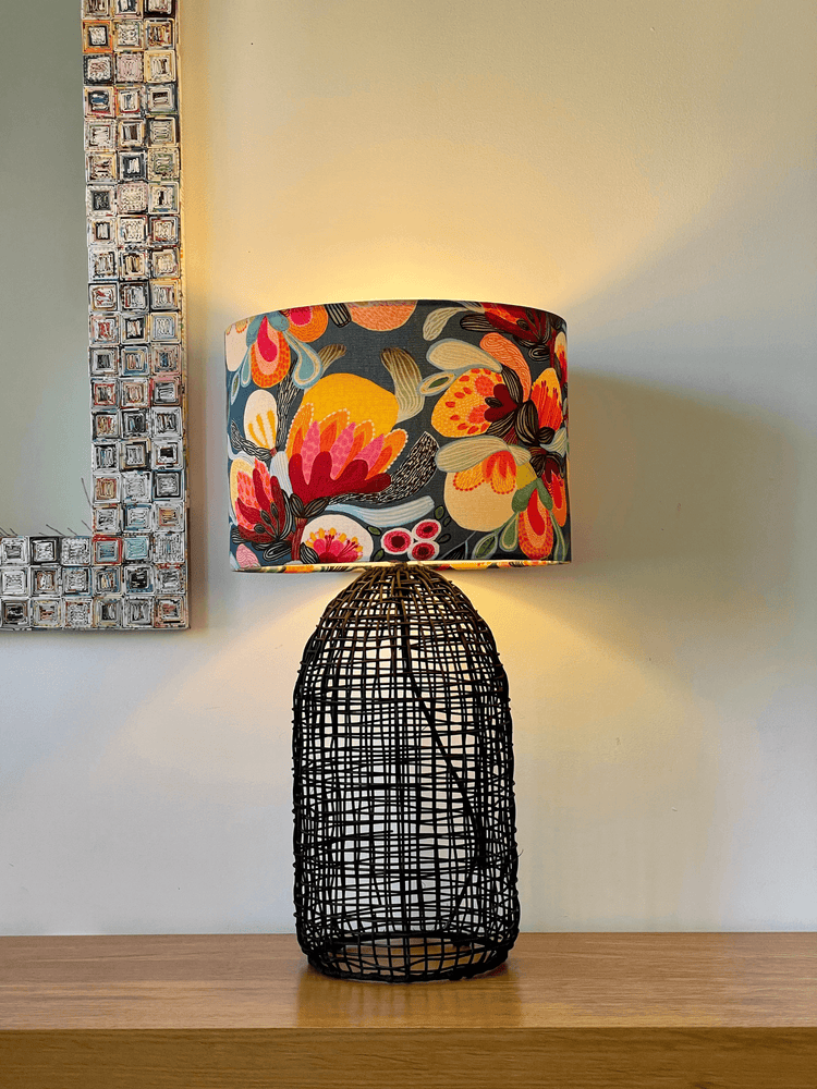 Australian Made Lampshade - Teal Abstract Proteas